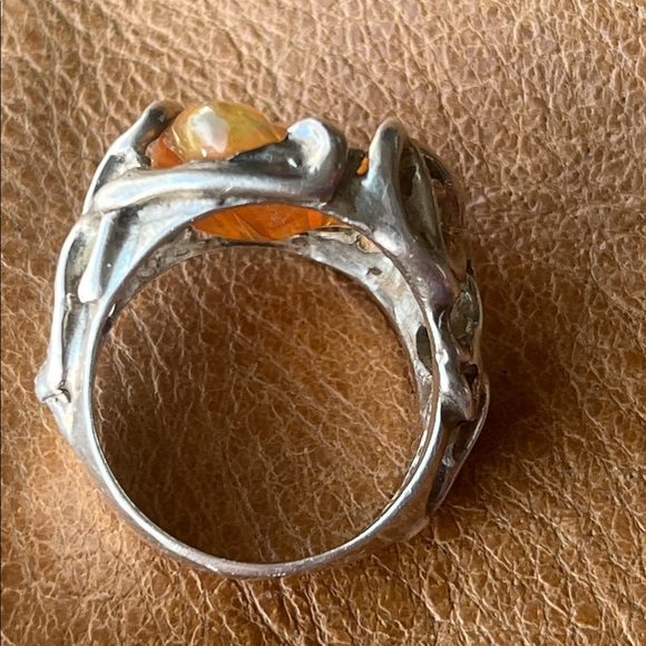 950 silver Mexican fire opal ring - Picture 4 of 10